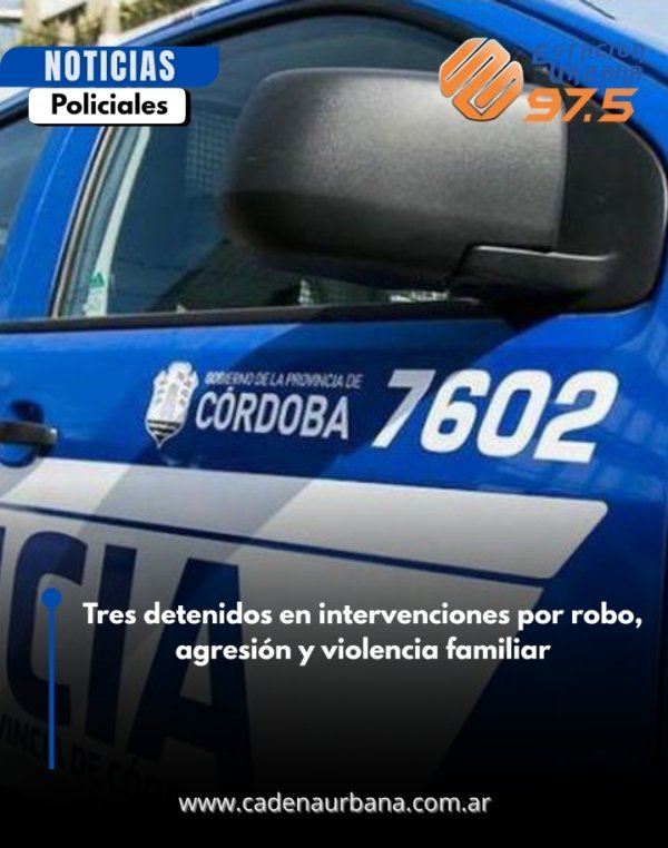 Tres detenidos en intervenciones por robo, agresi&oacute;n y violencia familiar