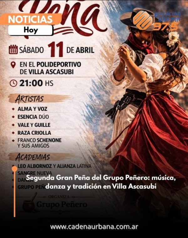 Segunda Gran Pe&ntilde;a del Grupo Pe&ntilde;ero: m&uacute;sica, danza y tradici&oacute;n en Villa Ascasubi