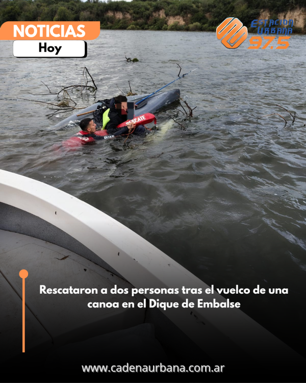 Rescataron a dos personas tras el vuelco de una canoa en el Dique de Embalse