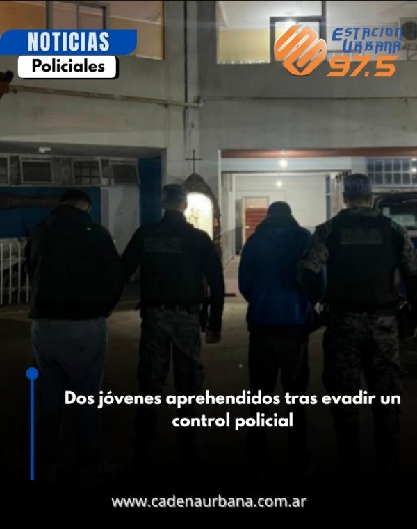 Dos j&oacute;venes aprehendidos tras evadir un control policial