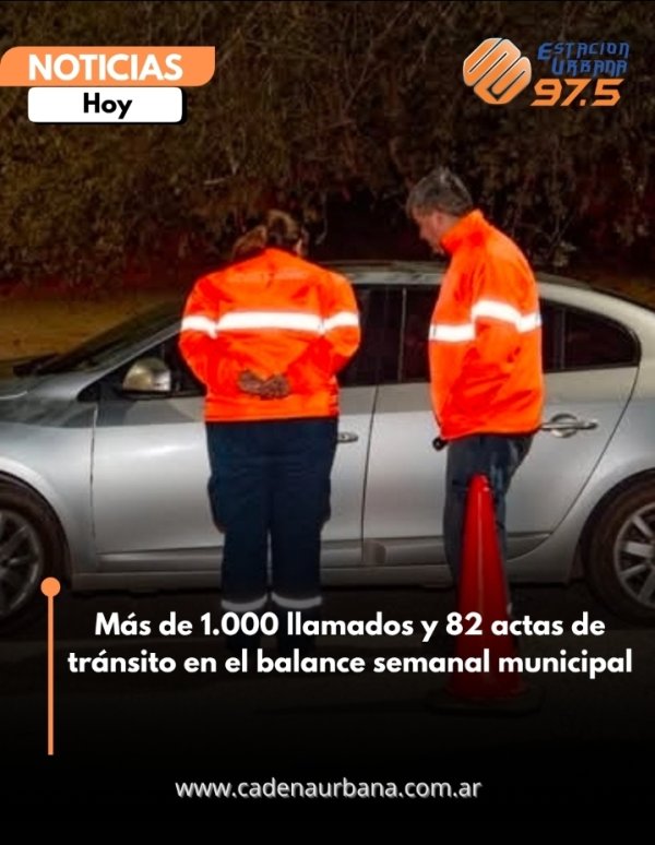 M&aacute;s de 1.000 llamados y 82 actas de tr&aacute;nsito en el balance semanal municipal