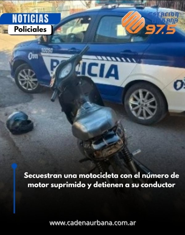 Secuestran una motocicleta con el n&uacute;mero de motor suprimido y detienen a su conductor