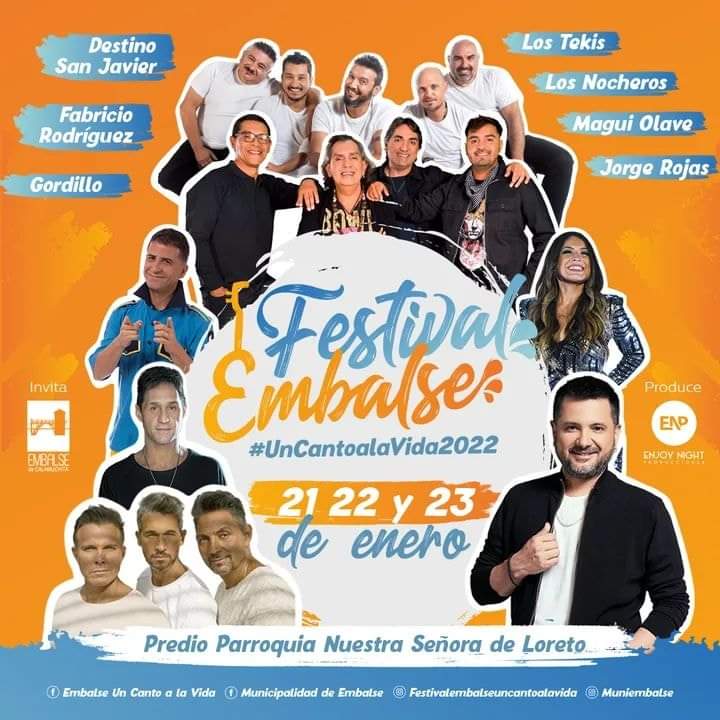 21, 22 Y 23 DE ENERO LLEGA EMBALSE UN CANTO A LA VIDA 2022: GRILLA DE ARTISTAS, PRECIOS DE ENTRADAS