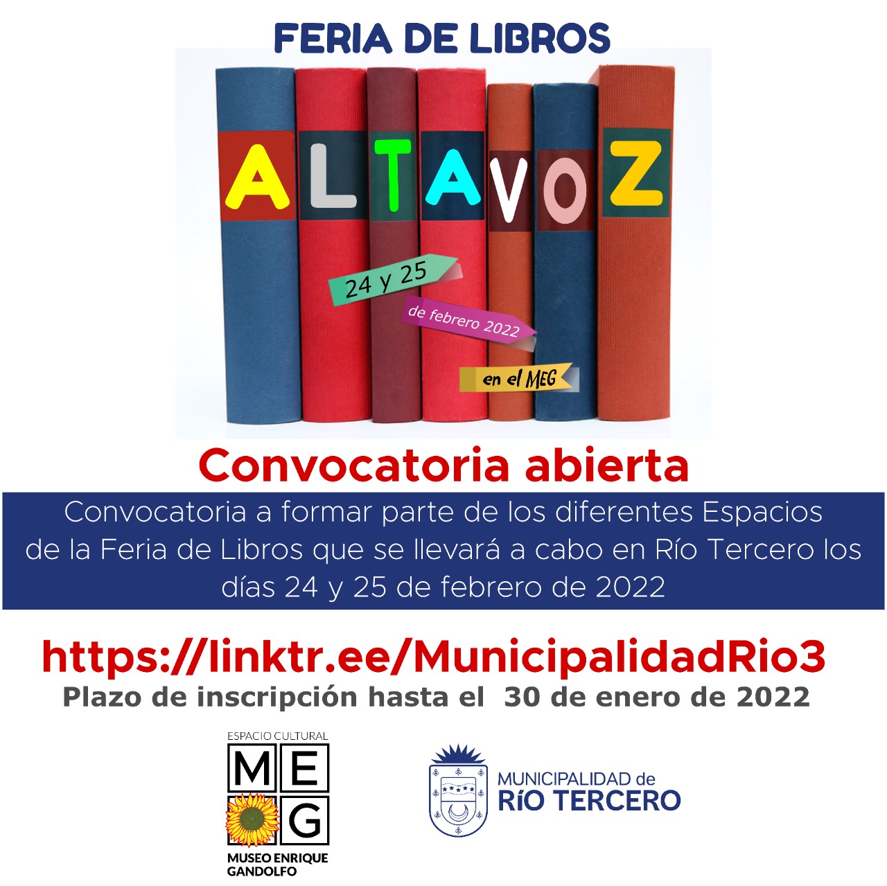 CONVOCATORIA PARA PARTICIPAR DE LA FERIA DEL LIBRO ALTAVOZ