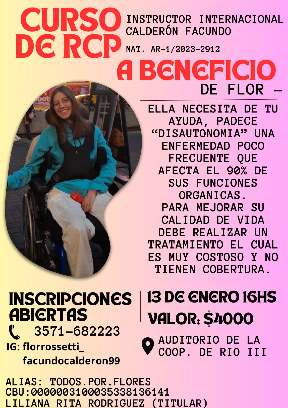 EL S&Aacute;BADO 13 DE ENERO SE REALIZAR&Aacute; UN CURSO DE RCP A BENEFICIO DE FLOR