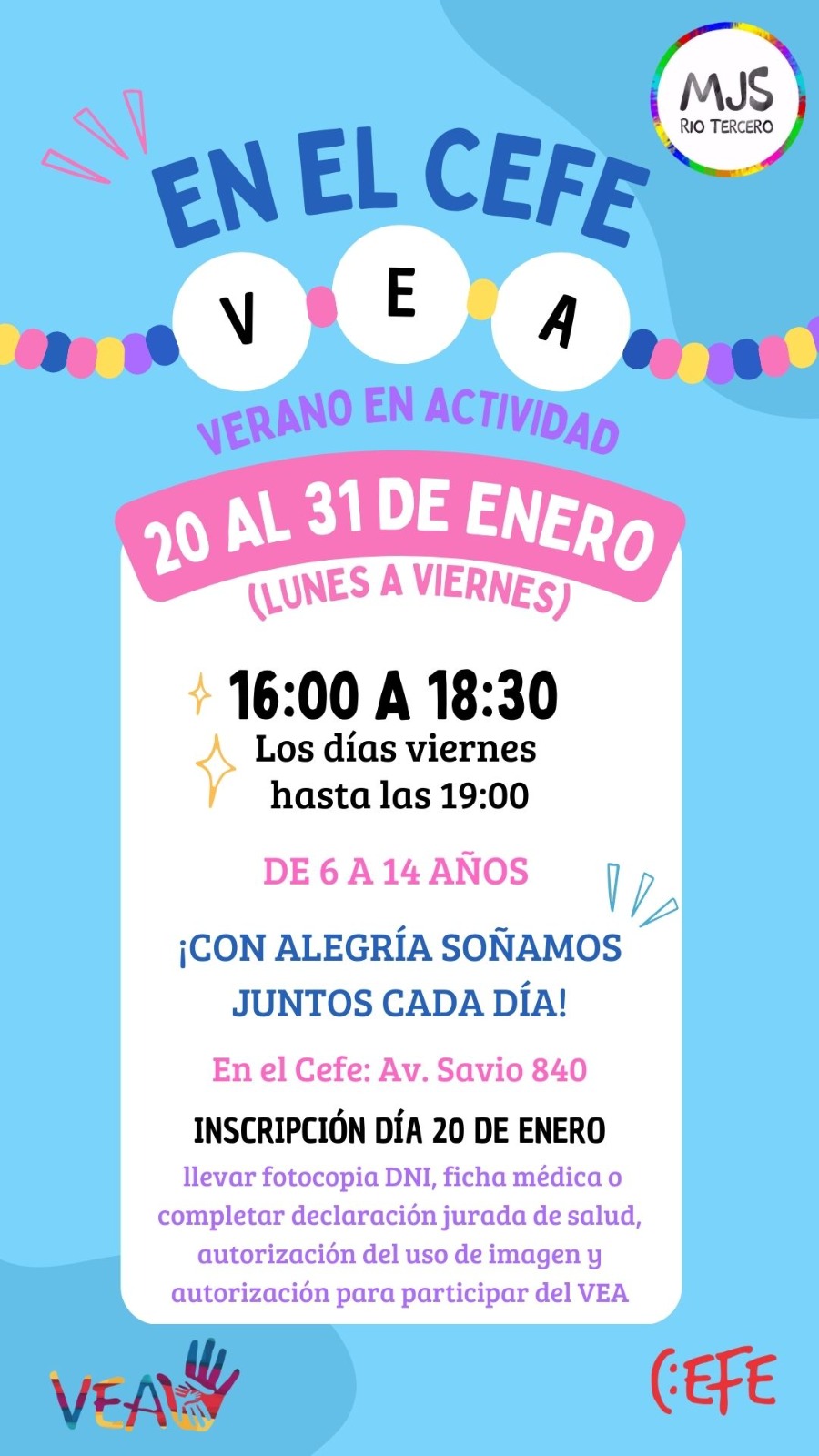 Comienzan las inscripciones para el vea en el Cefe y las actividades 