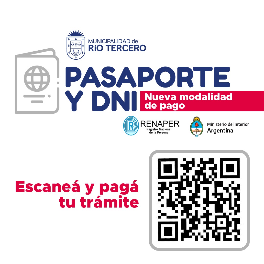  NUEVA MODALIDAD DE PAGO PARA PASAPORTE Y/O D.N.I A TRAV&Eacute;S DE UN C&Oacute;DIGO QR