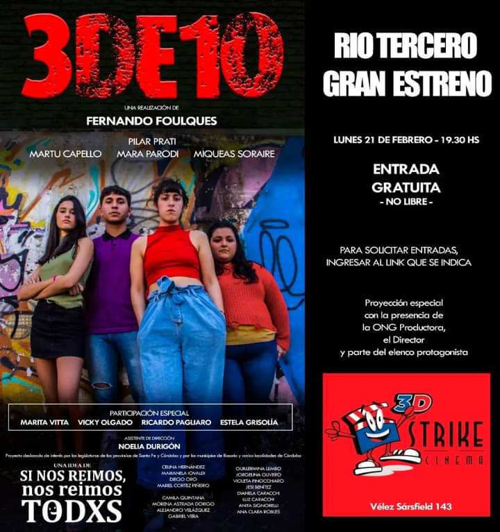 SE ESTRENA EN R&Iacute;O TERCERO LA PRIMER PEL&Iacute;CULA DE BULLYING Y ACOSO ESCOLAR