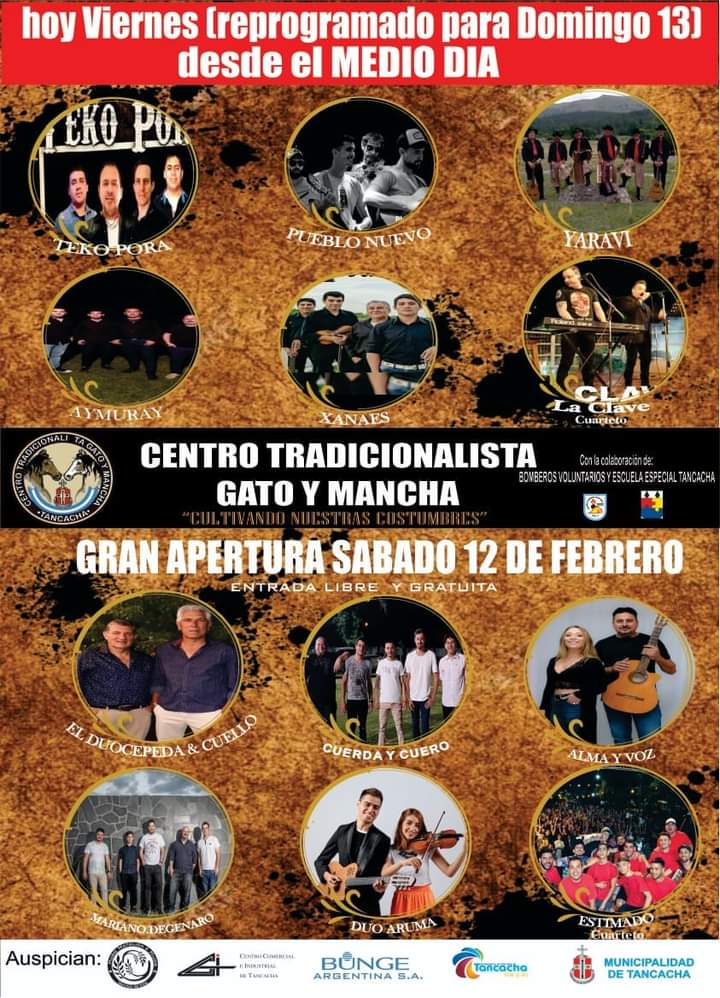 TANCACHA: SE REPROGRAMA LA NOCHE DE HOY DEL FESTIVAL CULTIVANDO NUESTRAS COSTUMBRES 