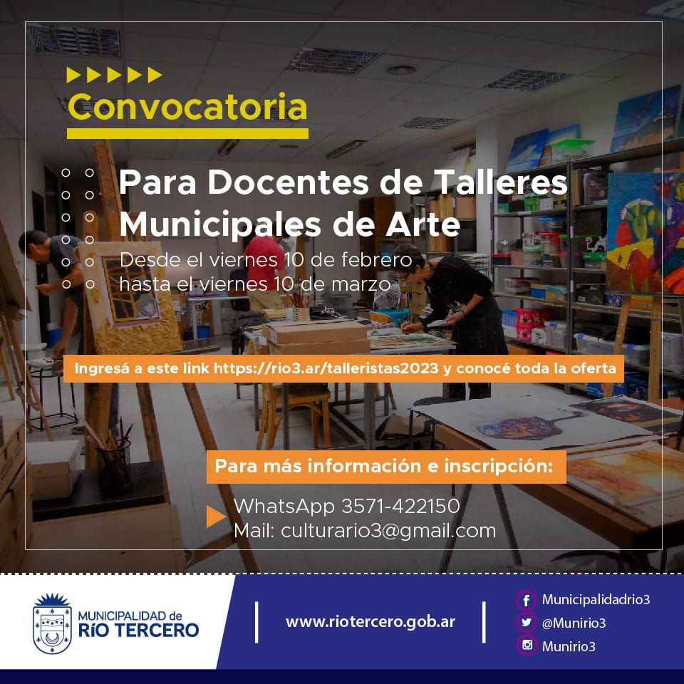 CONVOCATORIA A DOCENTES PARA TALLERES MUNICIPALES DE ARTE