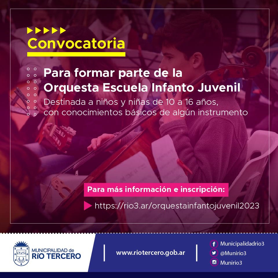 CONVOCATORIA PARA FORMAR PARTE DE LA ORQUESTA ESCUELA INFANTOJUVENIL MUNICIPAL