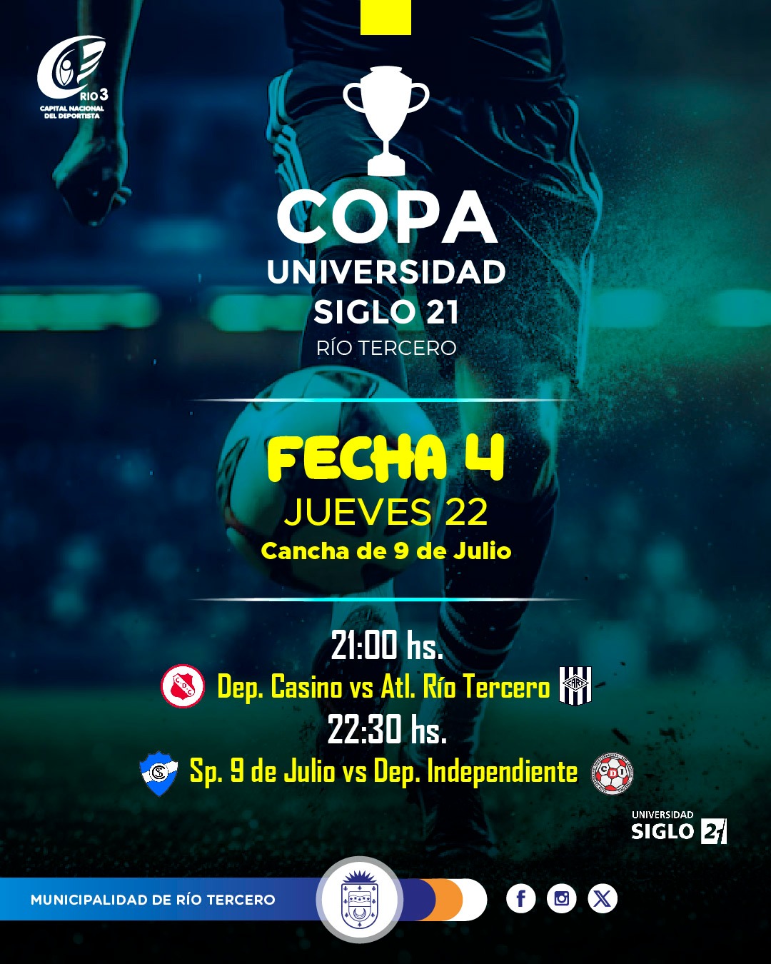 SE VIENE LA CUARTA FECHA DE LA  COPA UNIVERSIDAD SIGLO 21 R&Iacute;O TERCERO ?