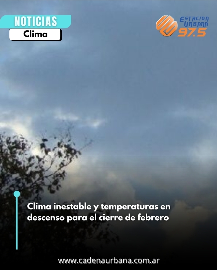 Clima inestable y temperaturas en descenso para el cierre de febrero