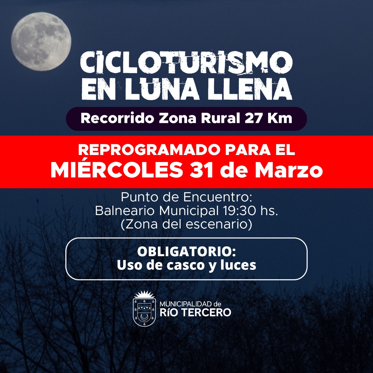 REPROGRAMARON EL CICLOTURISMO EN LUNA LLENA
