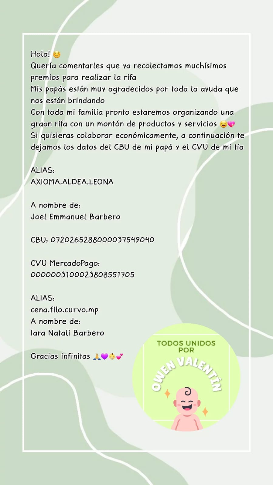 OWEN NECESITA LA AYUDA DE TODOS