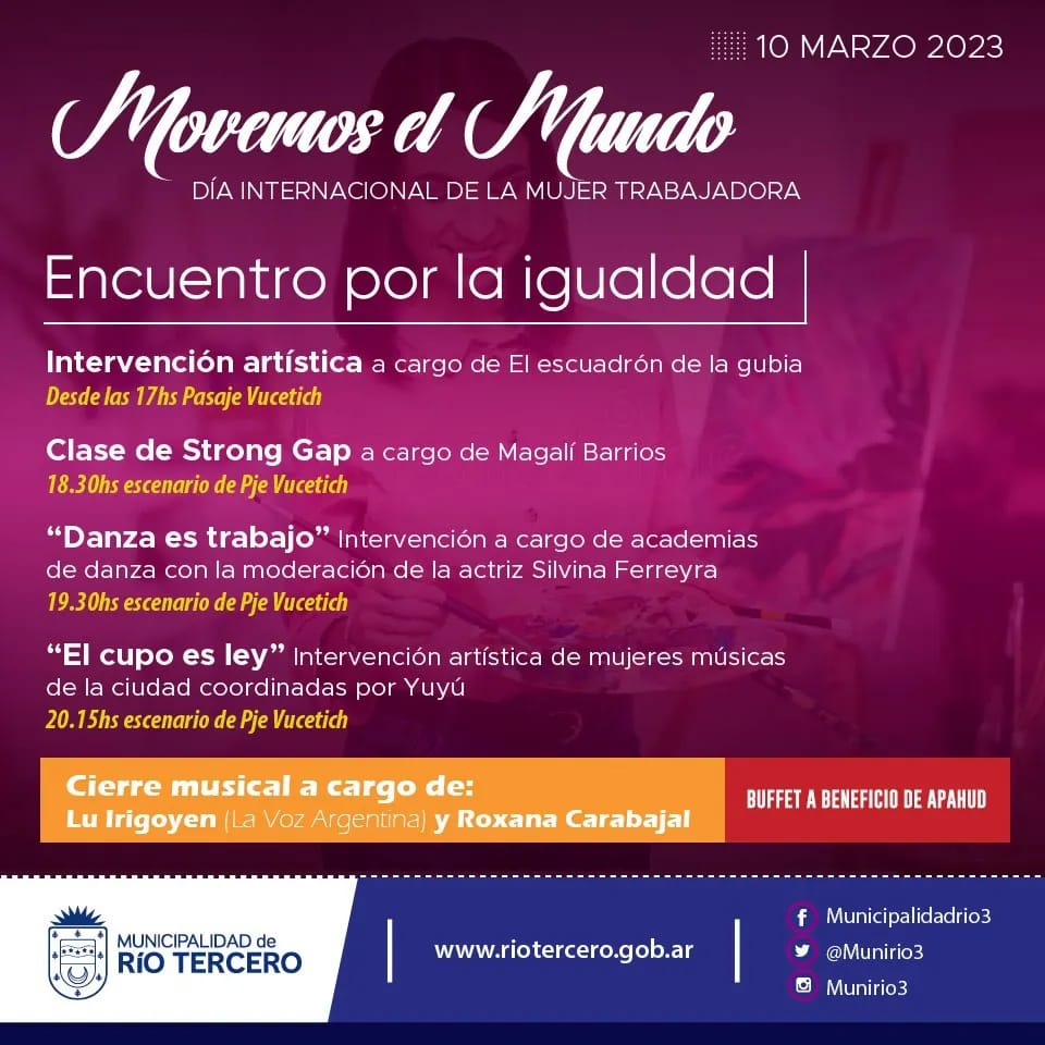 LA MUNICIPALIDAD DIO A CONOCER LA GRILLA DE LAS ACTIVIDADES POR EL D&Iacute;A DE LA MUJER TRABAJADORA