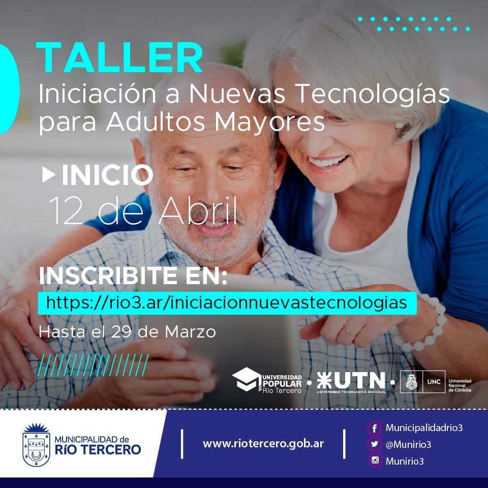 EST&Aacute;N ABIERTAS LAS INSCRIPCIONES PARA INICIACI&Oacute;N A NUEVAS TECNOLOG&Iacute;AS PARA ADULTOS MAYORES 