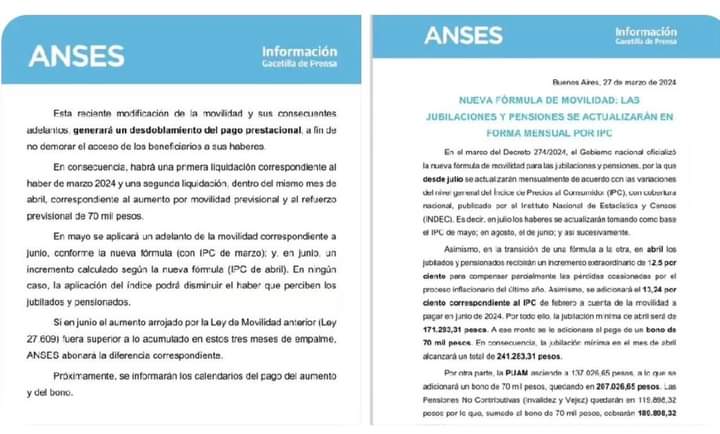 El Gobierno anunció que las jubilaciones y pensiones de abril se pagarán en dos tramos