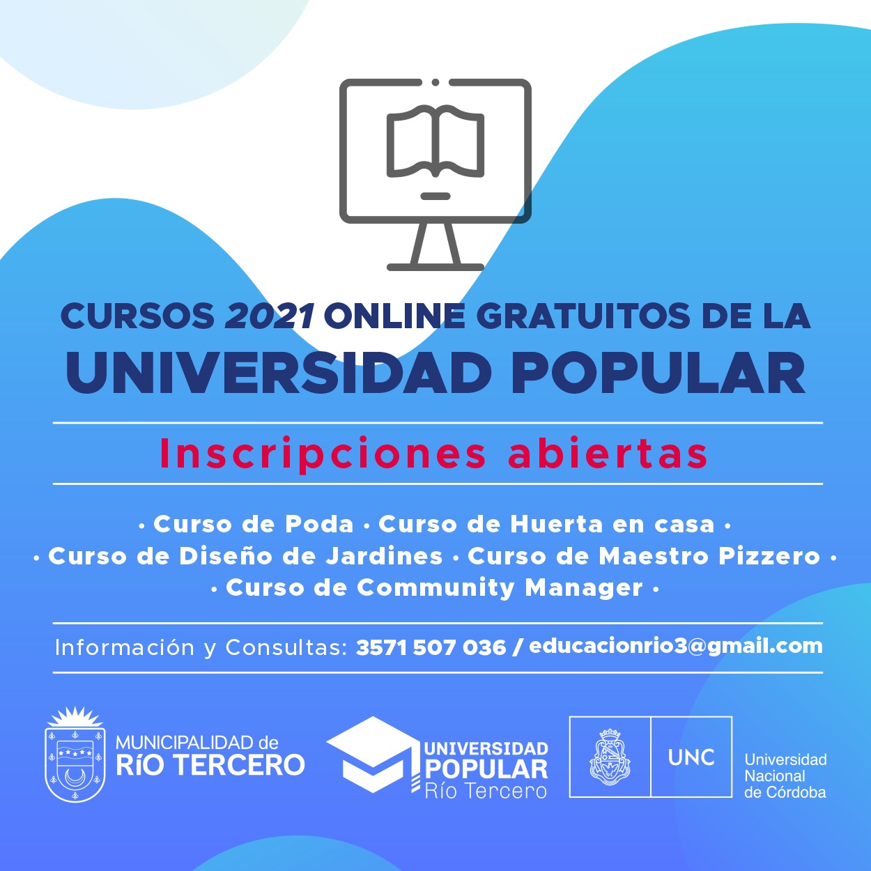 COMIENZA HOY EL CICLO 2021 DE LA UNIVERSIDAD POPULAR EN R&Iacute;O TERCERO 