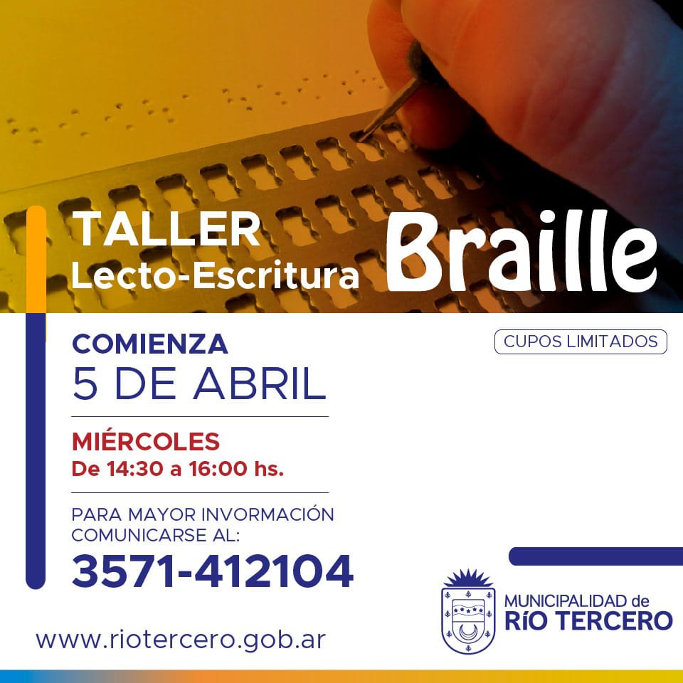 SE REALIZAR&Aacute; EL MI&Eacute;RCOLES UN TALLER DE LECTO-ESCRITURA EN BRAILLE