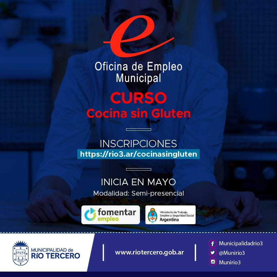 EL MUNICIPIO COMIENZA CON LAS INCRIPCIONES PARA EL CURSOS DE COCINA SIN GLUTEN 