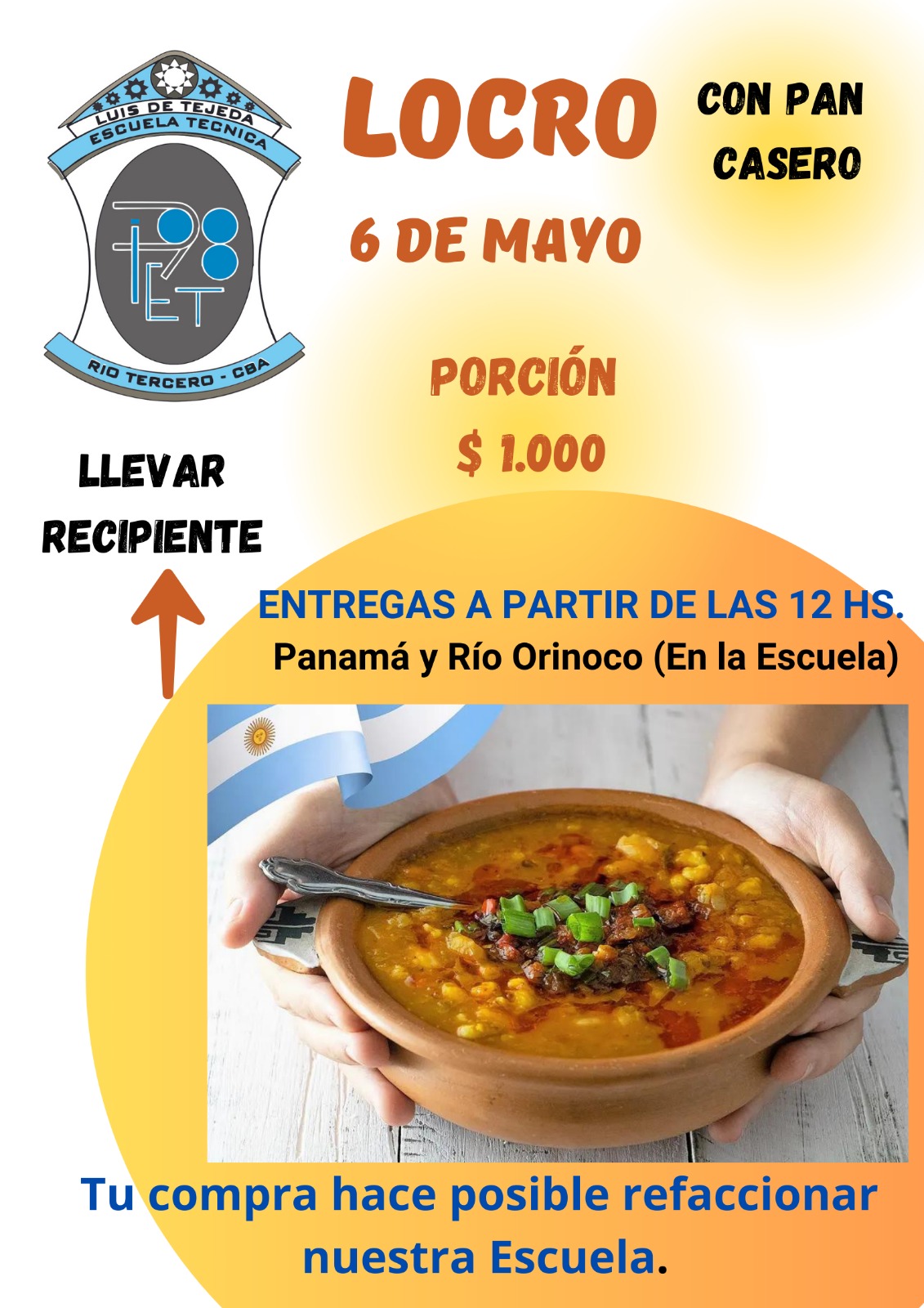 EL S&Aacute;BADO 6 DE MAYO LA ESCUELA LUIS DE TEJEDA REALIZA UN LOCRO PARA RECAUDAR FONDOS