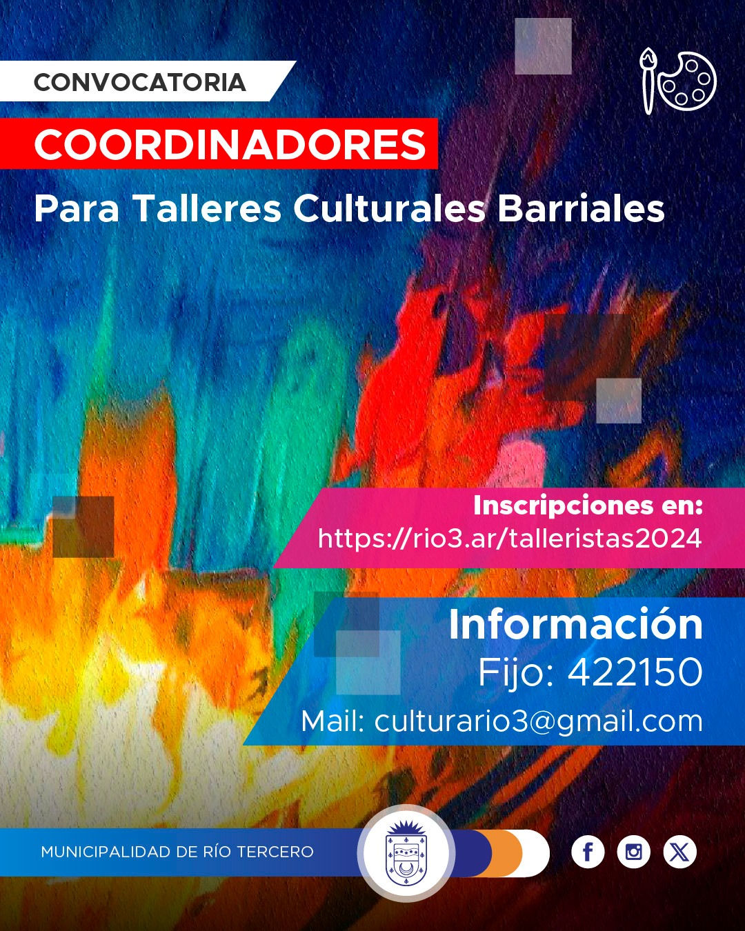 Esta abierta la convocatoria para coordinadores de los talleres culturales barriales 