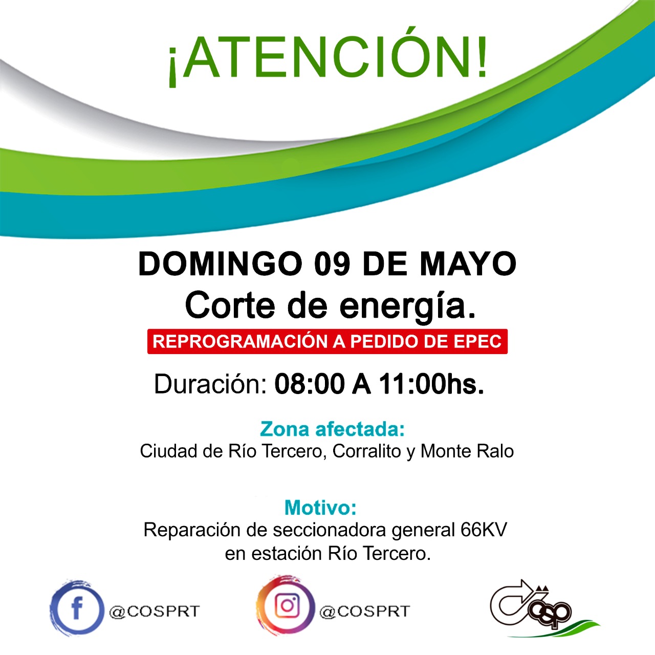 RECOMENDACIONES DE LA COOPERATIVA POR EL CORTE PROGRAMA PARA MA&Ntilde;ANA DOMINGO 