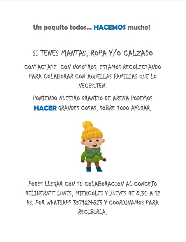 EL CONCEJAL NICOL&Aacute;S CAPELLINI REALIZA LA CAMPA&Ntilde;A SOLIDARIA *UN POQUITO TODOS... HACEMOS MUCHO*