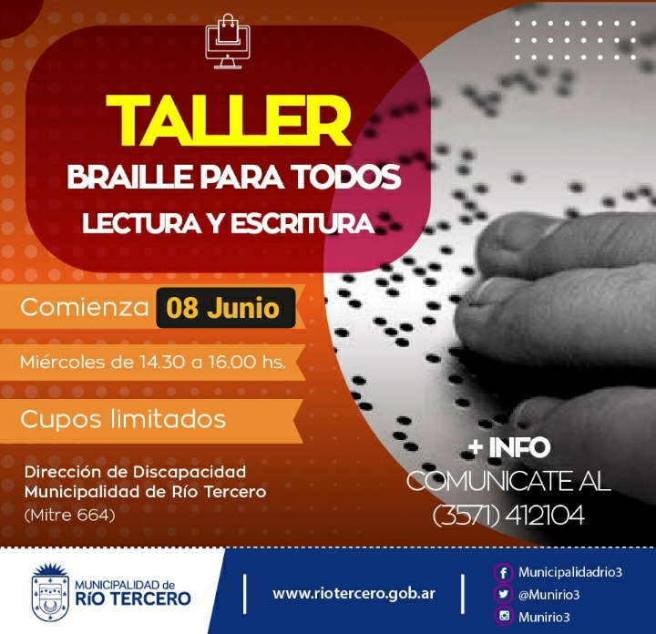 EL TALLER *BRAILE PARA TODOS* POSPUSO SU INICIO PARA EL PR&Oacute;XIMO MI&Eacute;RCOLES