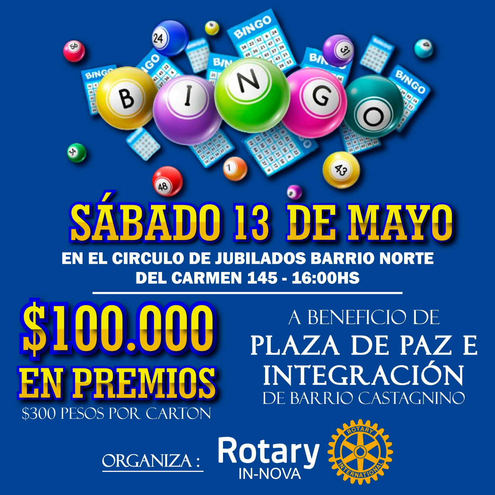 ROTARY IN NOVA REALIZA UN BINGO A BENEFICIO DE LA PLAZA DE PAZ E INTEGRACI&Oacute;N