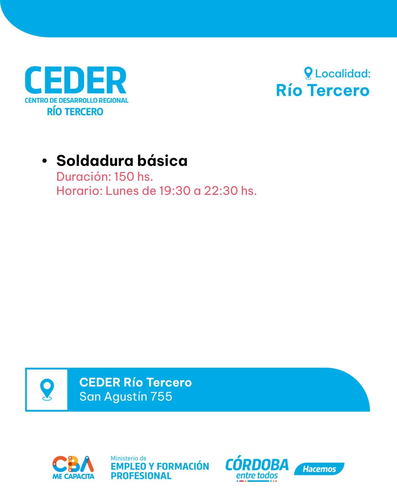 ABRIERON LAS INSCRIPCIONES ONLINE PARA DIVERSOS CURSOS EN EL CEDER R&Iacute;O TERCERO.