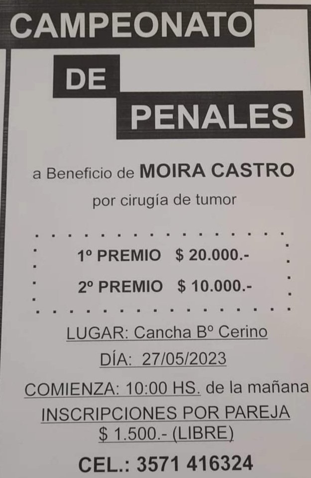 CAMPEONATO DE PENALES A BENEFICIO DE MOIRA CASTRO