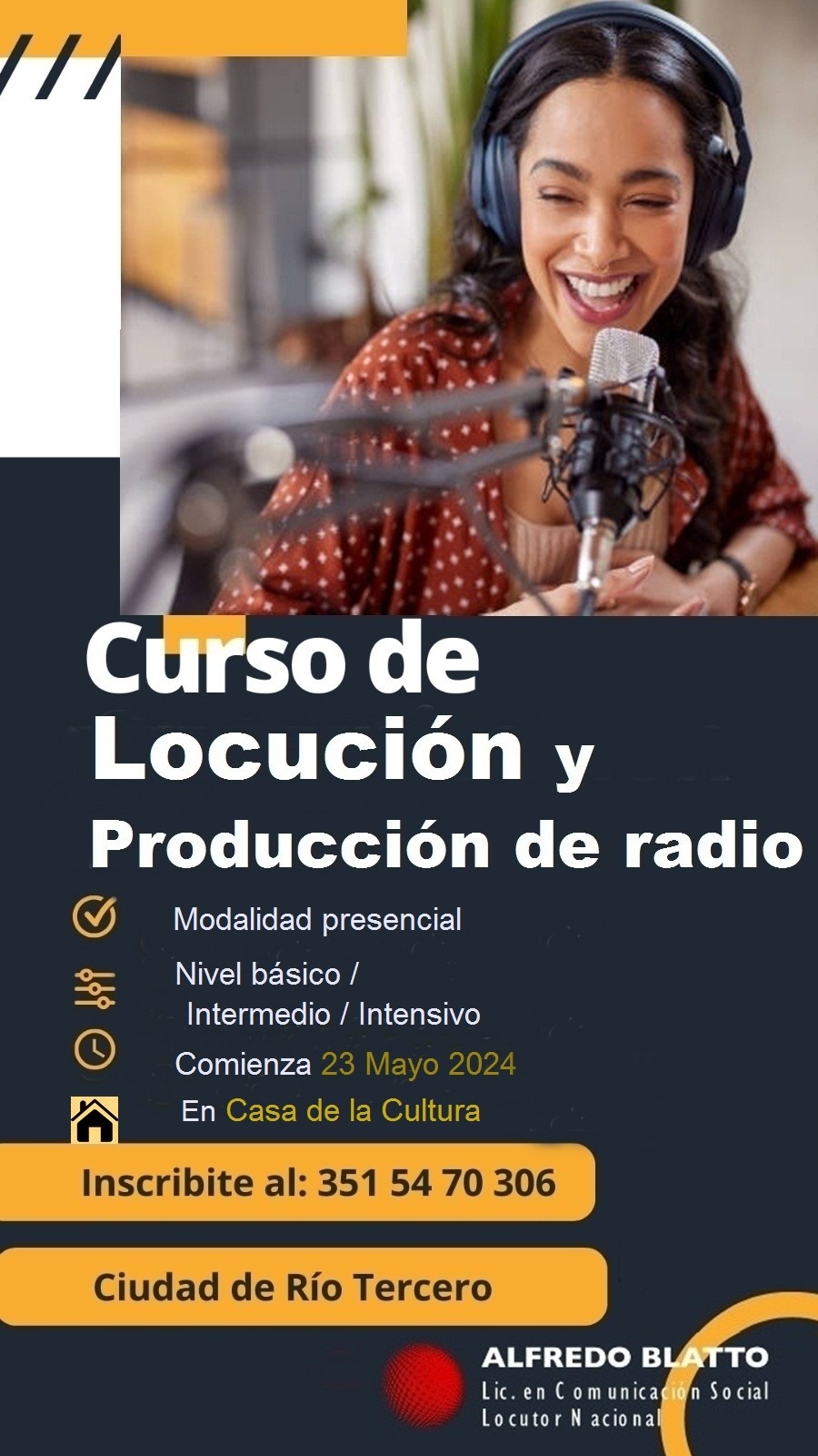 Alfredo Blatto: en el curso aprenderán técnicas de locución y producción de radio