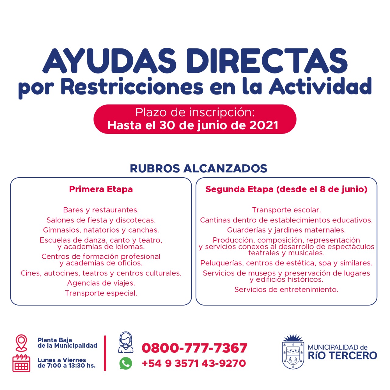 Ayudas Directas para actividades restringidas