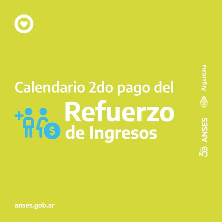 Calendario 2do Pago del Refuerzo de Ingresos