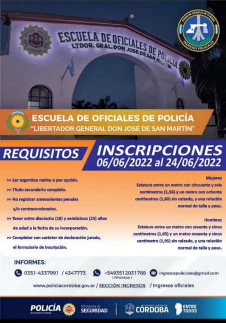  INSCRIPCIONES ESCUELA DE OFICIALES DE POLIC&Iacute;A