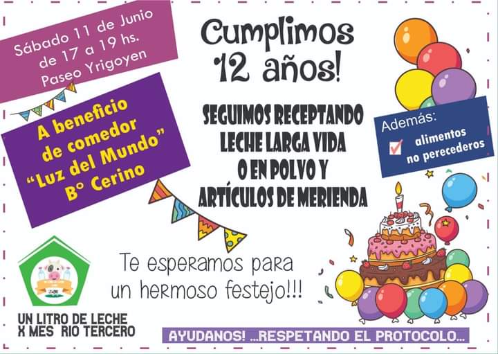 UN LITRO DE LECHE POR MES CUMPLE 12 A&Ntilde;OS DE LABOR SOLIDARIA 