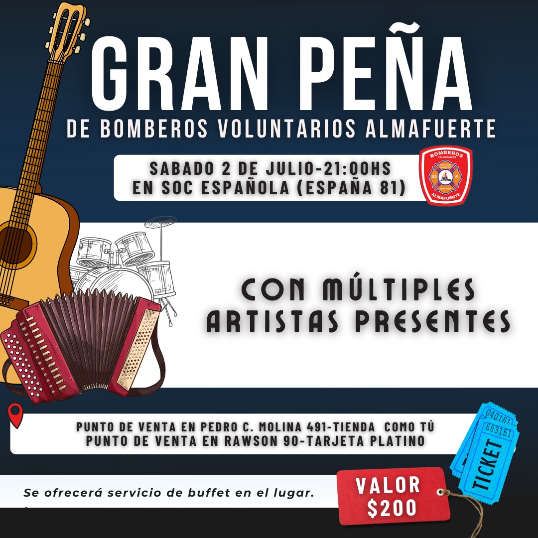 BOMBEROS DE ALMAFUERTE ORGANIZAN  UNA GRAN PE&Ntilde;A PARA EL S&Aacute;BADO