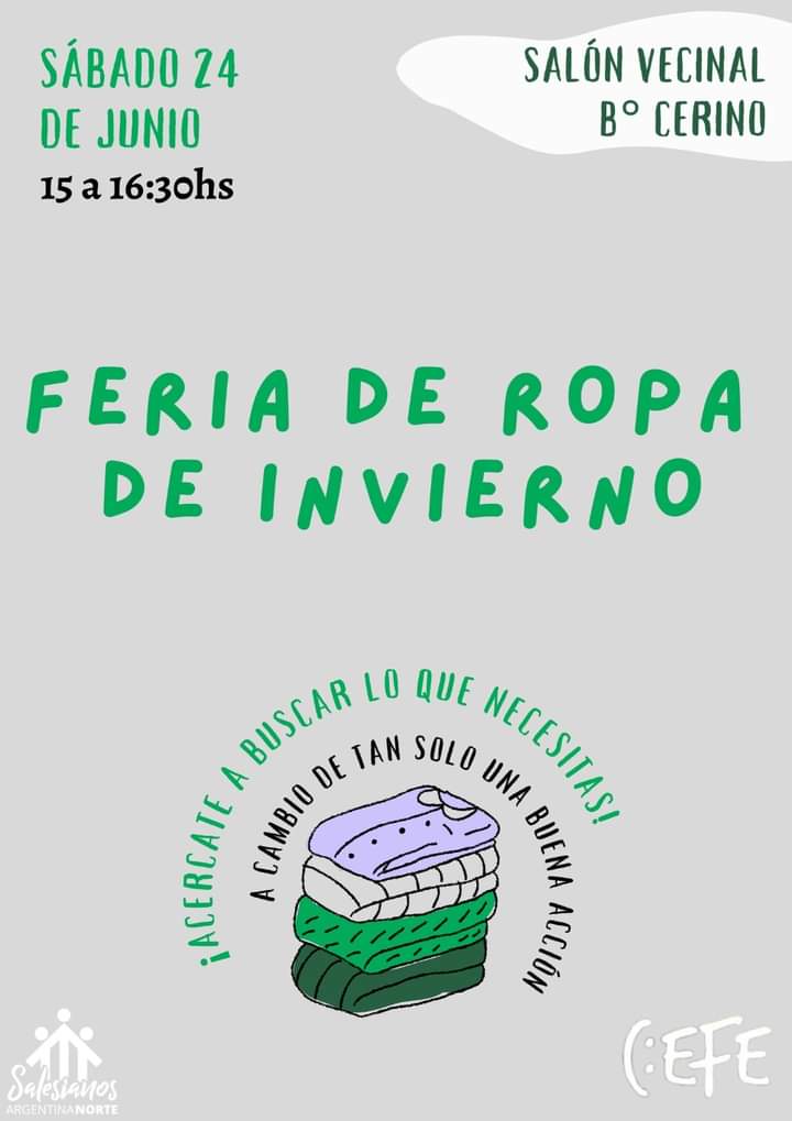 ESTE FINDE SEMANA EL CEFE REALIZAR&Aacute; UNA FERIA DE ROPA Y EL TRADICIONAL LOCRO