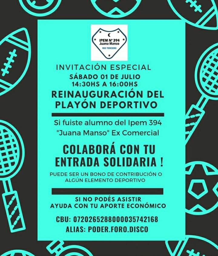 ESTE S&Aacute;BADO SE REALIZA LA REINAUGURACI&Oacute;N DEL PLAY&Oacute;N DEL IPEM 394 JUANA MANSO 