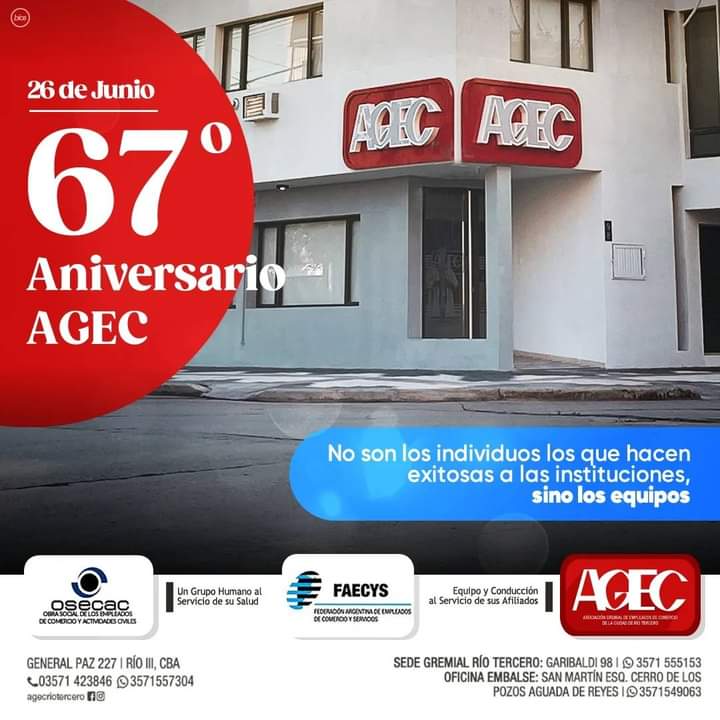 La Asociaci&oacute;n Gremial de Empleados de Comercios cumple hoy 67 a&ntilde;os