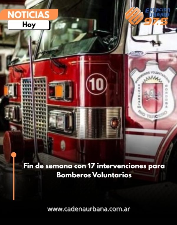 Fin de semana con 17 intervenciones para Bomberos Voluntarios