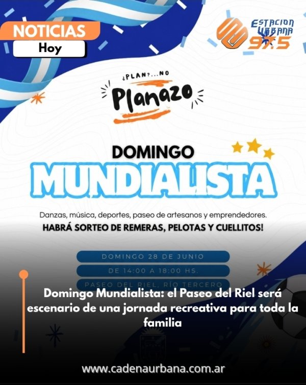 Domingo Mundialista: el Paseo del Riel ser&aacute; escenario de una jornada recreativa para toda la familia