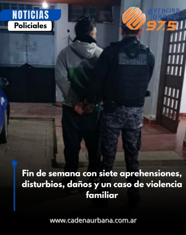 Fin de semana con siete aprehensiones, disturbios, da&ntilde;os y un caso de violencia familiar