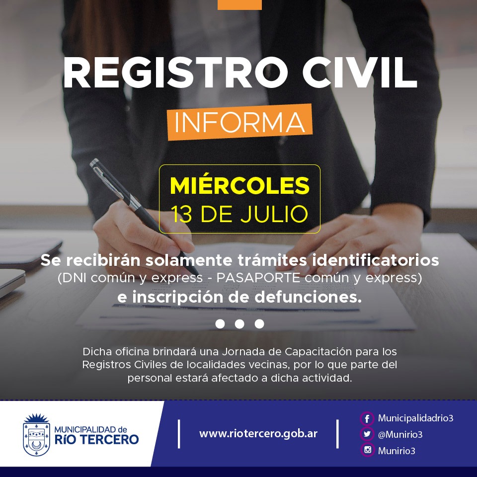 POR CAPACITACI&Oacute;N MA&Ntilde;ANA LA ATENCI&Oacute;N DEL REGISTRO CIVIL SE VER&Aacute; AFECTADA
