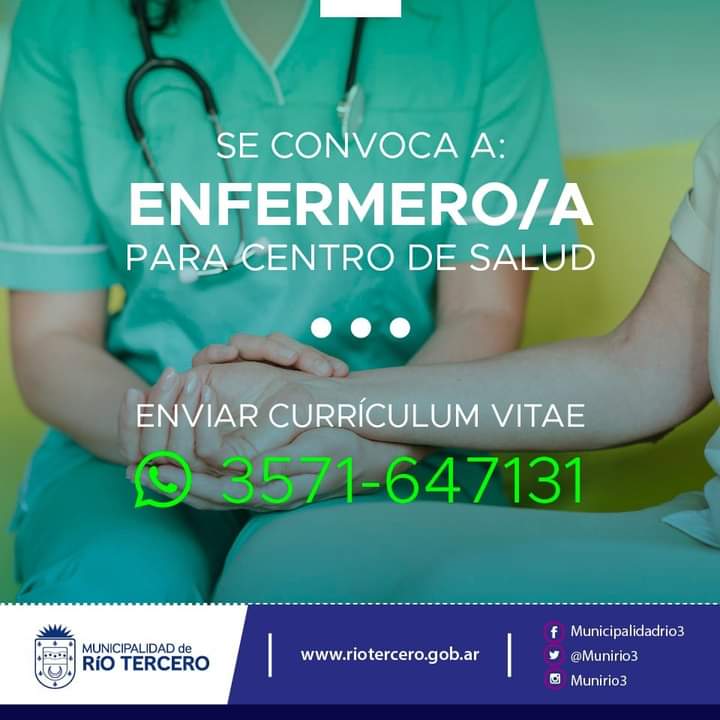 NUEVA CONVOCATORIA LABORAL PARA FORMAR PARTE DEL EQUIPO DE SALUD MUNICIPAL 
