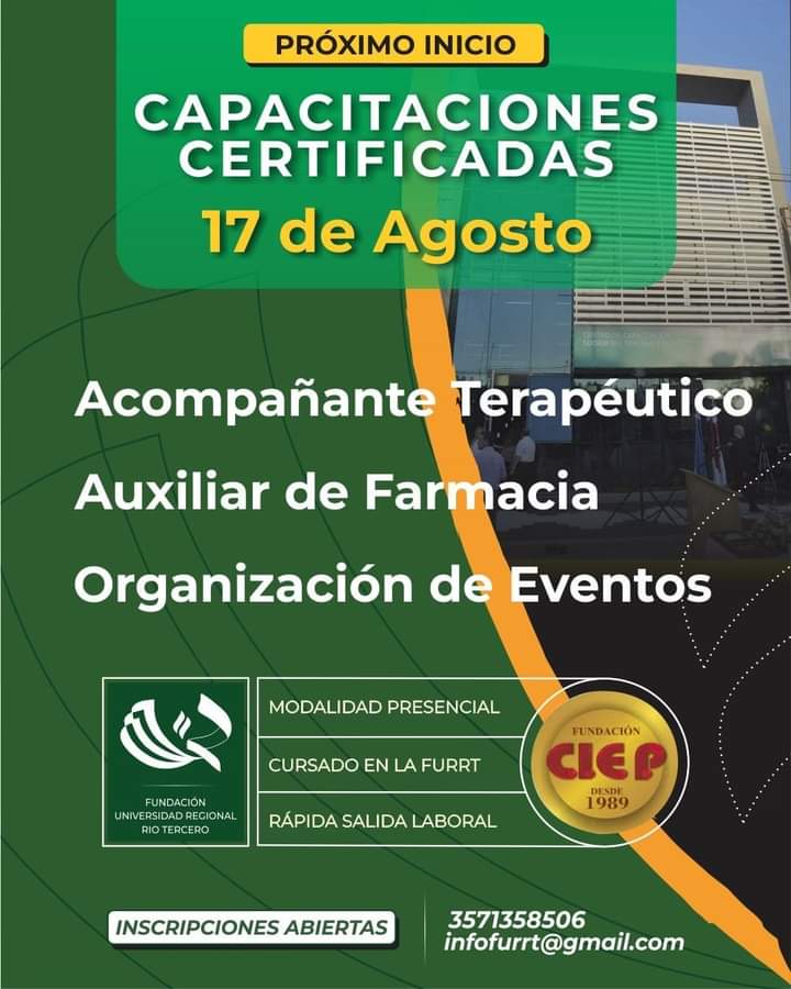GRAN OFERTA DE LA FURRT A PARTIR DE AGOSTO CON CAPACITACIONES Y TECNICATURAS