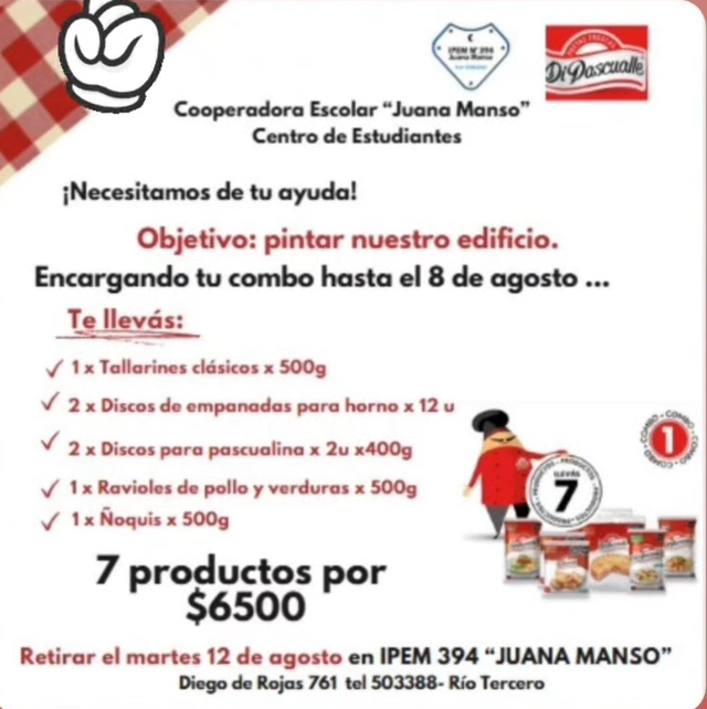 Venta solidaria de pastas en la Juana Manso para pintar el frente de la escuela