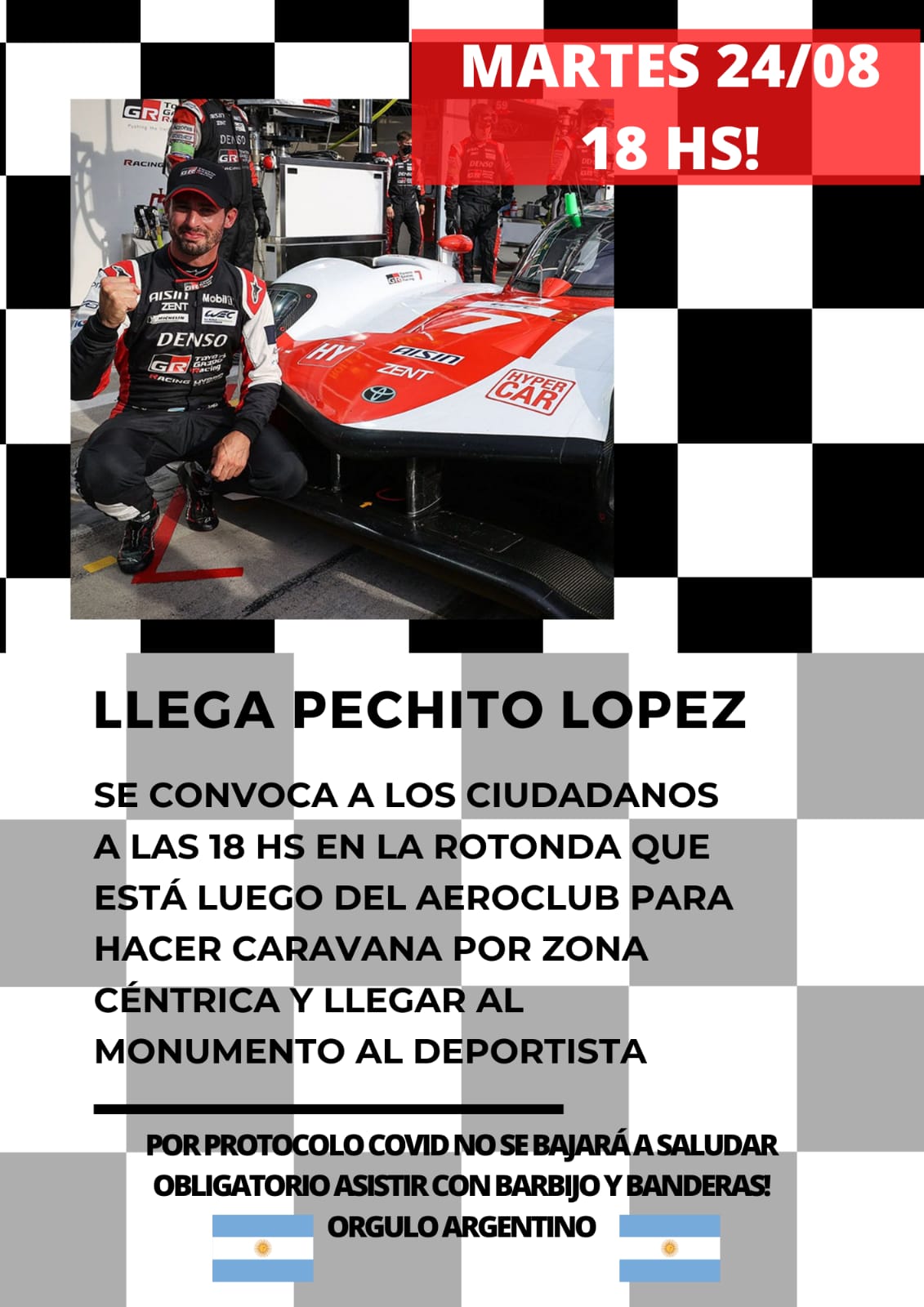 MA&Ntilde;ANA SE REALIZAR&Aacute; UNA CARAVANA POR LA LLEGADA DE PECHITO L&Oacute;PEZ 
